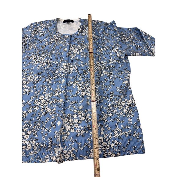 Lands End Womens Blue Floral Button-Down Cardigan Sweater S/P Cotton Blend Light - Picture 7 of 11